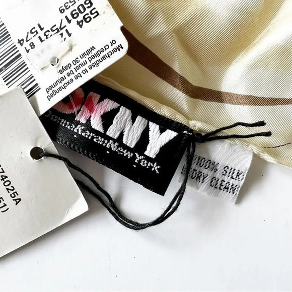 DKNY Rare Silk Scarf Spring Saks Fifth Avenue Rolled Hems Fashion NWT! New York - Picture 7 of 11